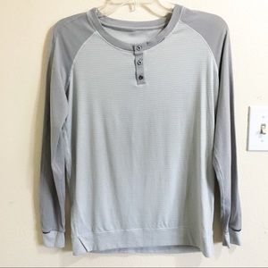 lululemon athletica Light Gray Long Sleeve Henley Top